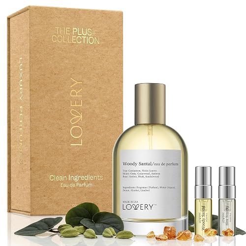 LOVERY Woody Santal Sandalwood - Perfume with Travel Spray Bottle - Unisex Eau De Parfum, Clean Ingredients, 100ml + 2ml Beauty & Personal Care LOVERY