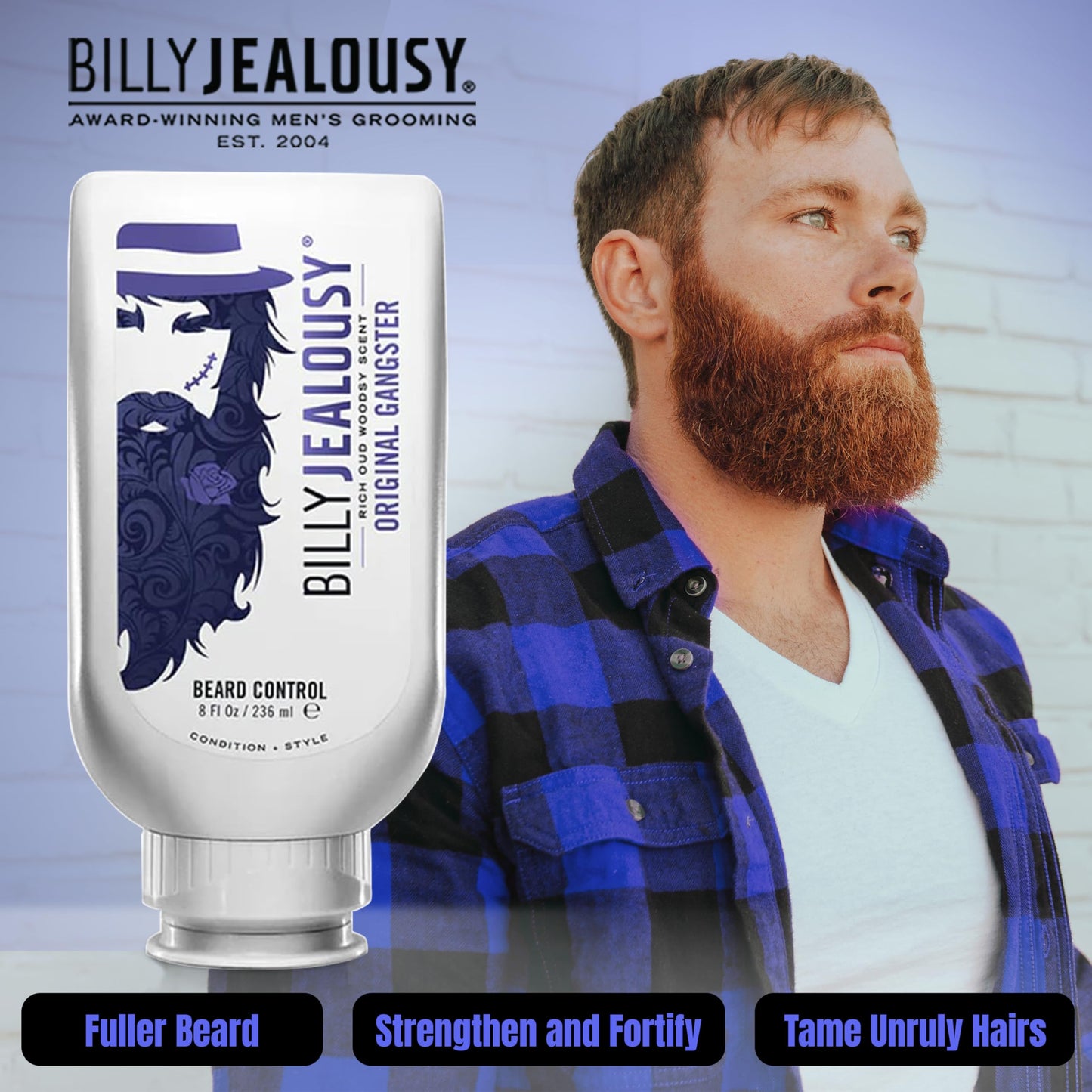 Billy Jealousy Original Gangster Beard Control Leave In Beard Conditioner for Men with Aloe Leaf Juice and Panthenol Softens Hair and Skin, Light Hold Beauty and Personal Care Billy Jealousy