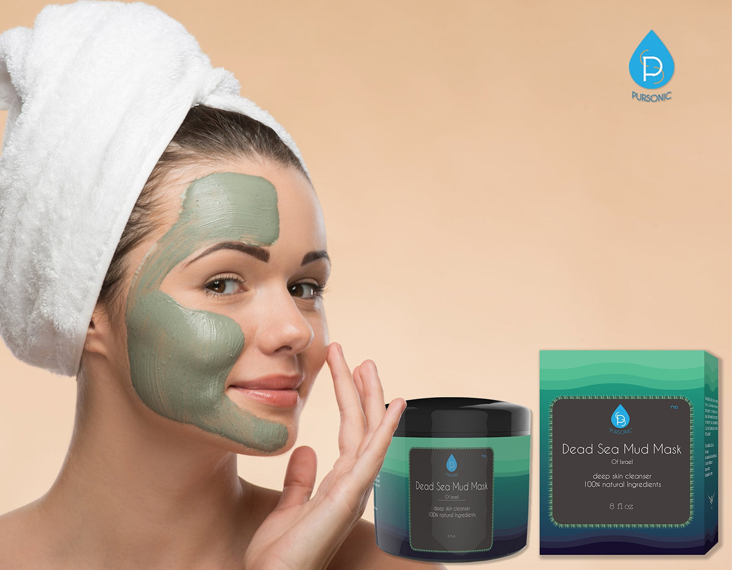 Pursonic Dead Sea Mud Mask For Face, Acne, Oily Skin & Blackheads, 100% Natural For Younger Looking Skin 8oz Beauty & Personal Care Pursonic