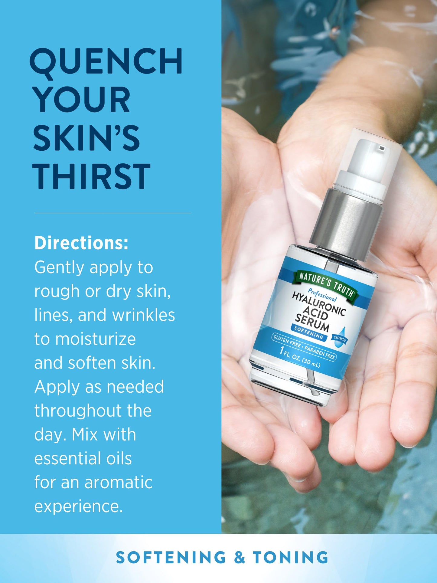 Nature's Truth Hyaluronic Acid Serum for Skin | 1 fl oz | Topical Liquid Beauty & Personal Care Nature's Truth