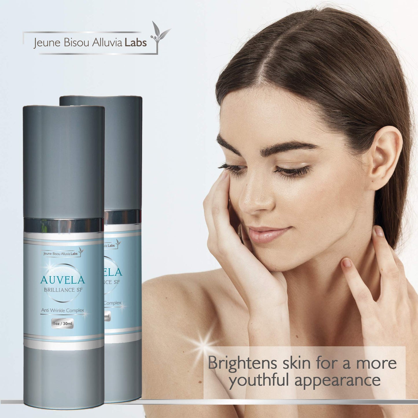 Auvela Brilliance SF Face & Neck Serum - Anti Wrinkle Complex - Fast Acting Serum - Help Plump and Support Skin to Reduce the Appearance of Wrinkles Beauty & Personal Care Jeune Bisou Alluvia Labs
