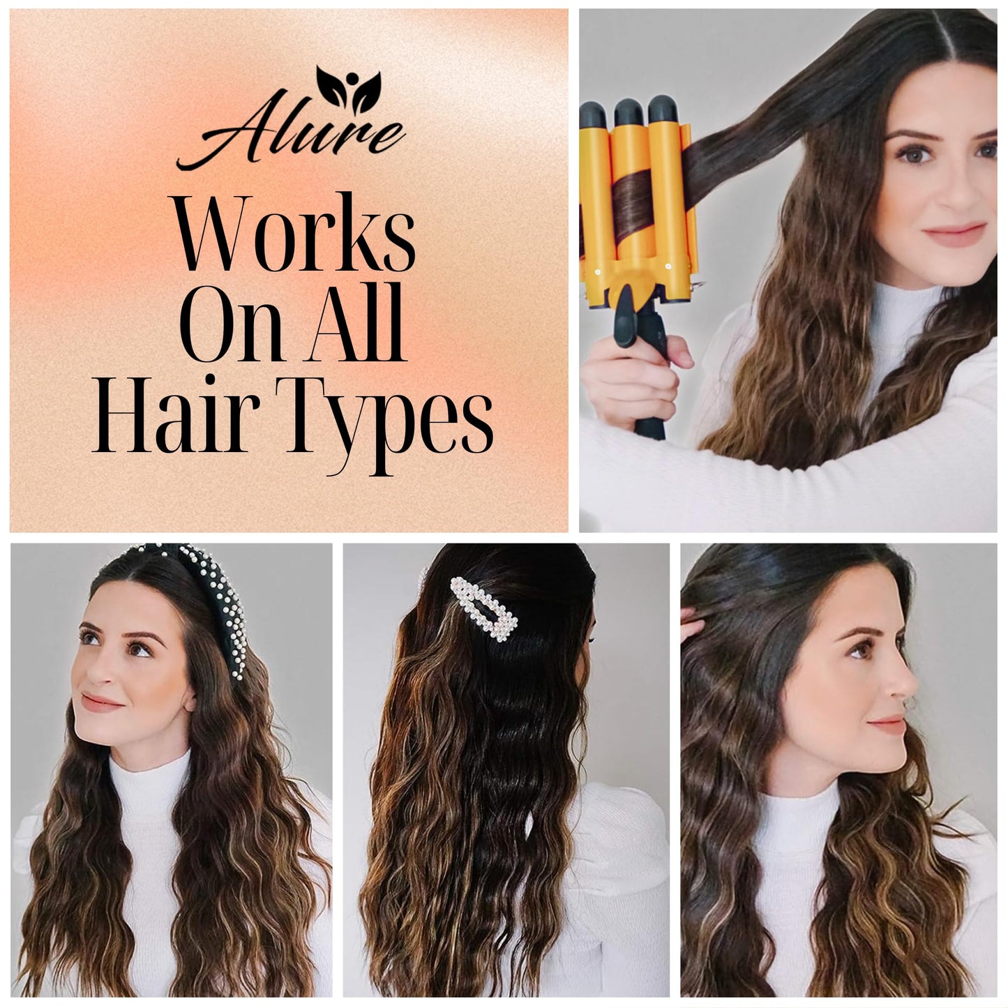 Alure Three Barrel Curling Iron Wand with LCD Temperature Display - 1 Inch Ceramic Tourmaline Triple Barrels, Dual Voltage Crimping Tool, Best Hair Beauty & Personal Care Asani