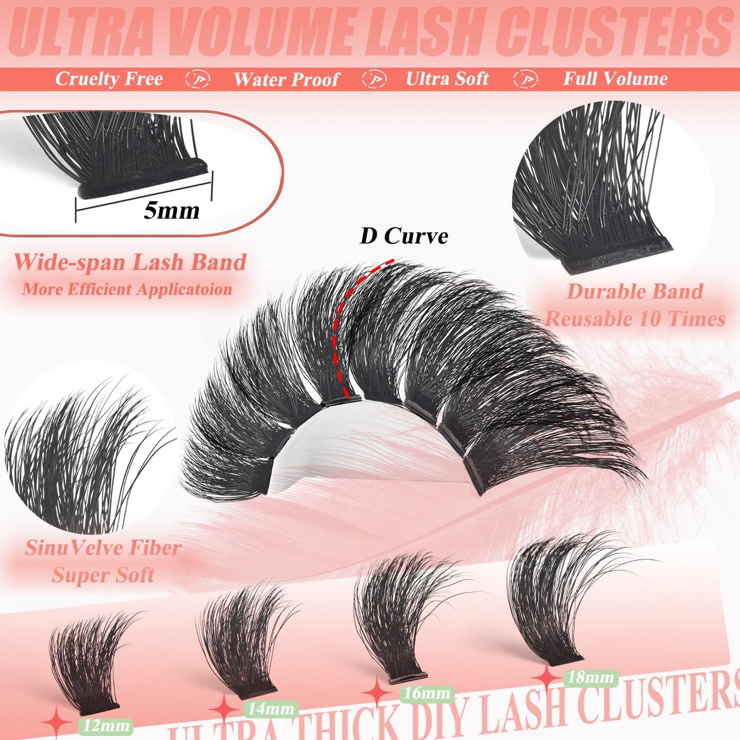 Lash Clusters Kit 260D Mega Volume DIY Eyelash Extensions With Bond And Seal 180pcs Soft Cluster Lashes For Natural And Dramatic Look 12-18mm Lengths Beauty and Personal Care HK HIKLASY