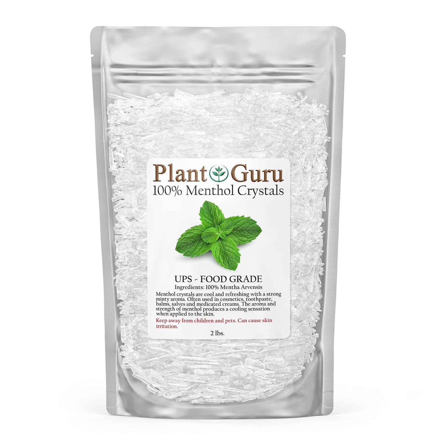 Menthol Crystals 2 lbs. Bulk Mentha Arvensis 100% Pure Natural USP Food Grade - Great For Cosmetics, Salves, Balms, Creams and Soap Making. Beauty and Personal Care Plant Guru