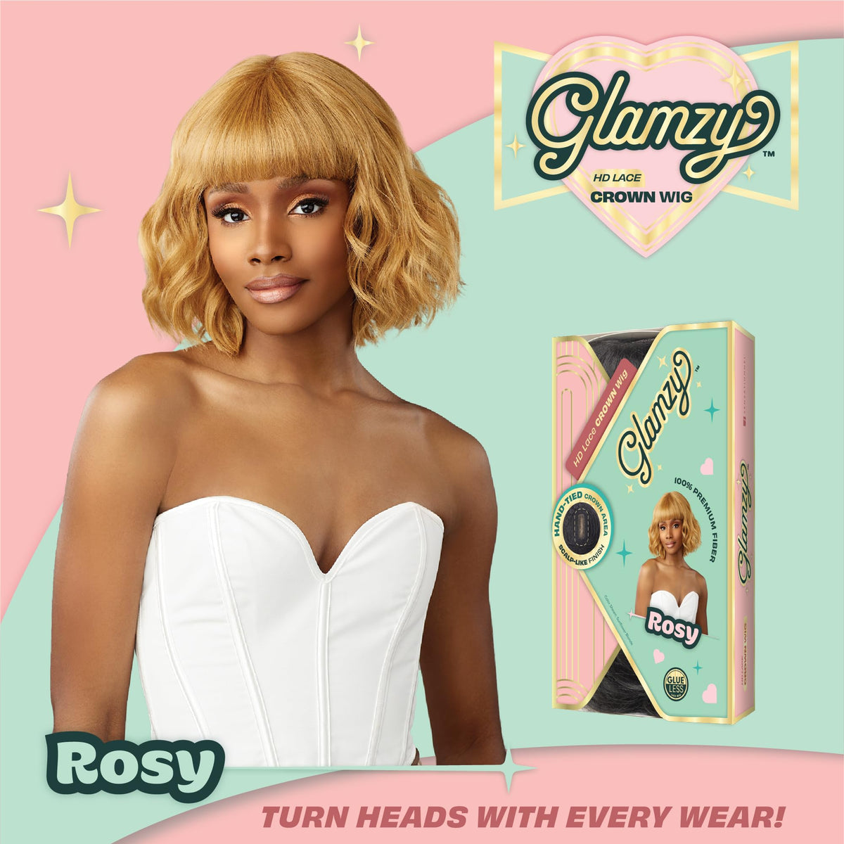Sensationnel Glamzy Lace Crown Wig-Rosy, 1B OFFBLACK