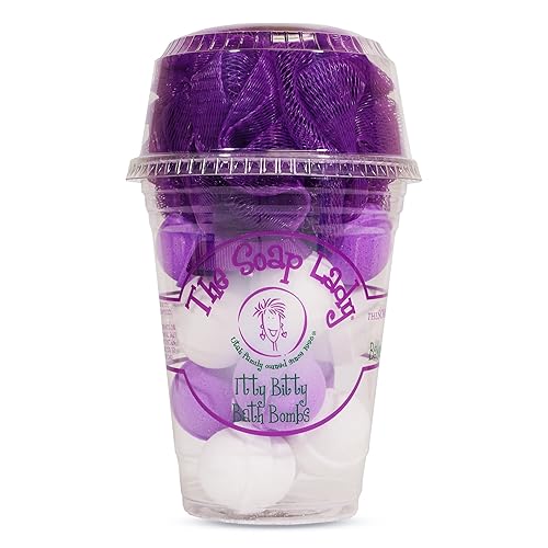 The Soap Lady Itty Bitty Bath Bombs - Oatmeal, Milk, Honey, & Lavender - Includes Loofah - .65oz Bath Bombs Beauty & Personal Care The Soap Lady