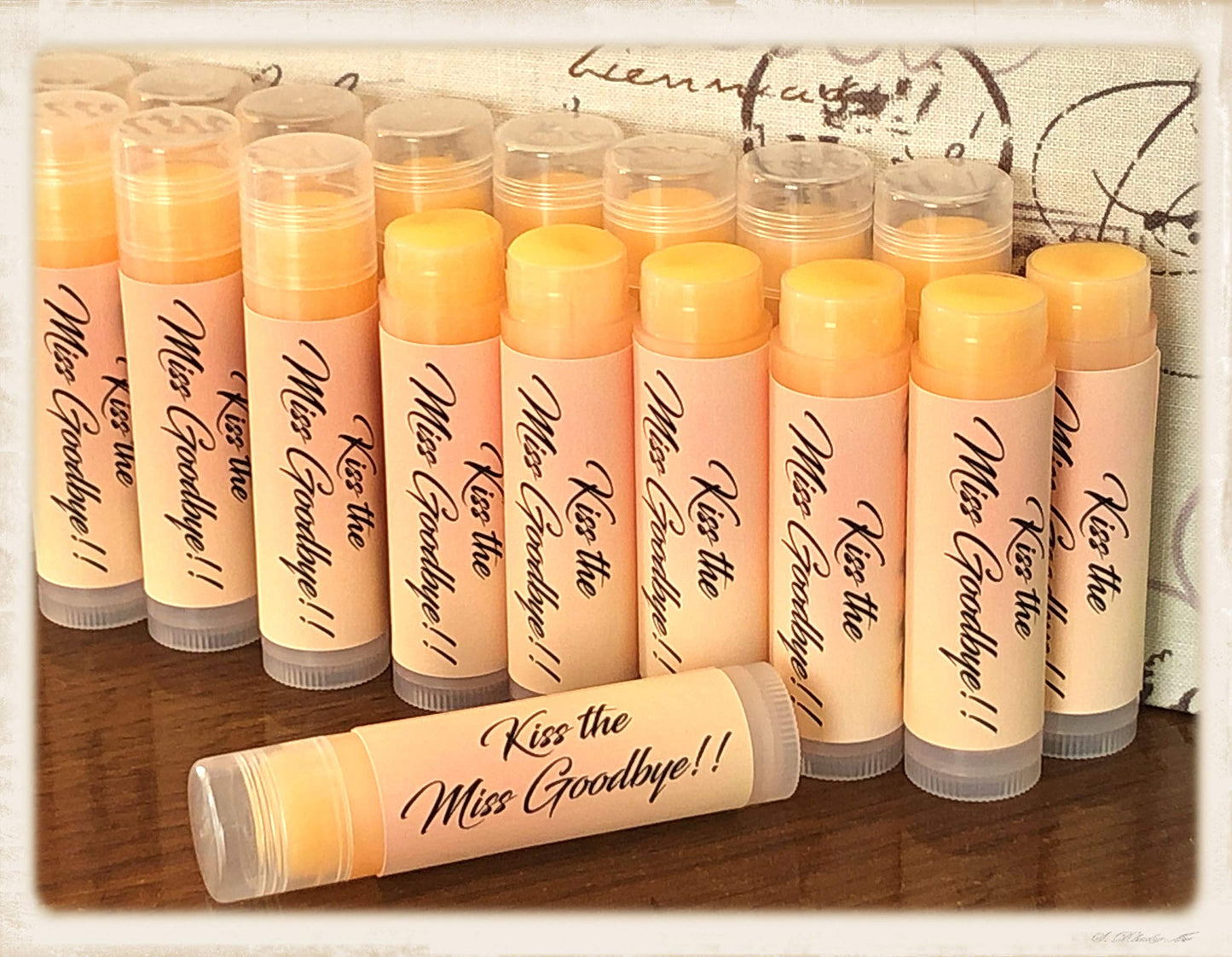 20 KISS THE MISS GOODBYE Mimosa Flavored Lip Balms for Bridal Showers and Bachelorette Parties Beauty and Personal Care Red Barn Farm of Maine