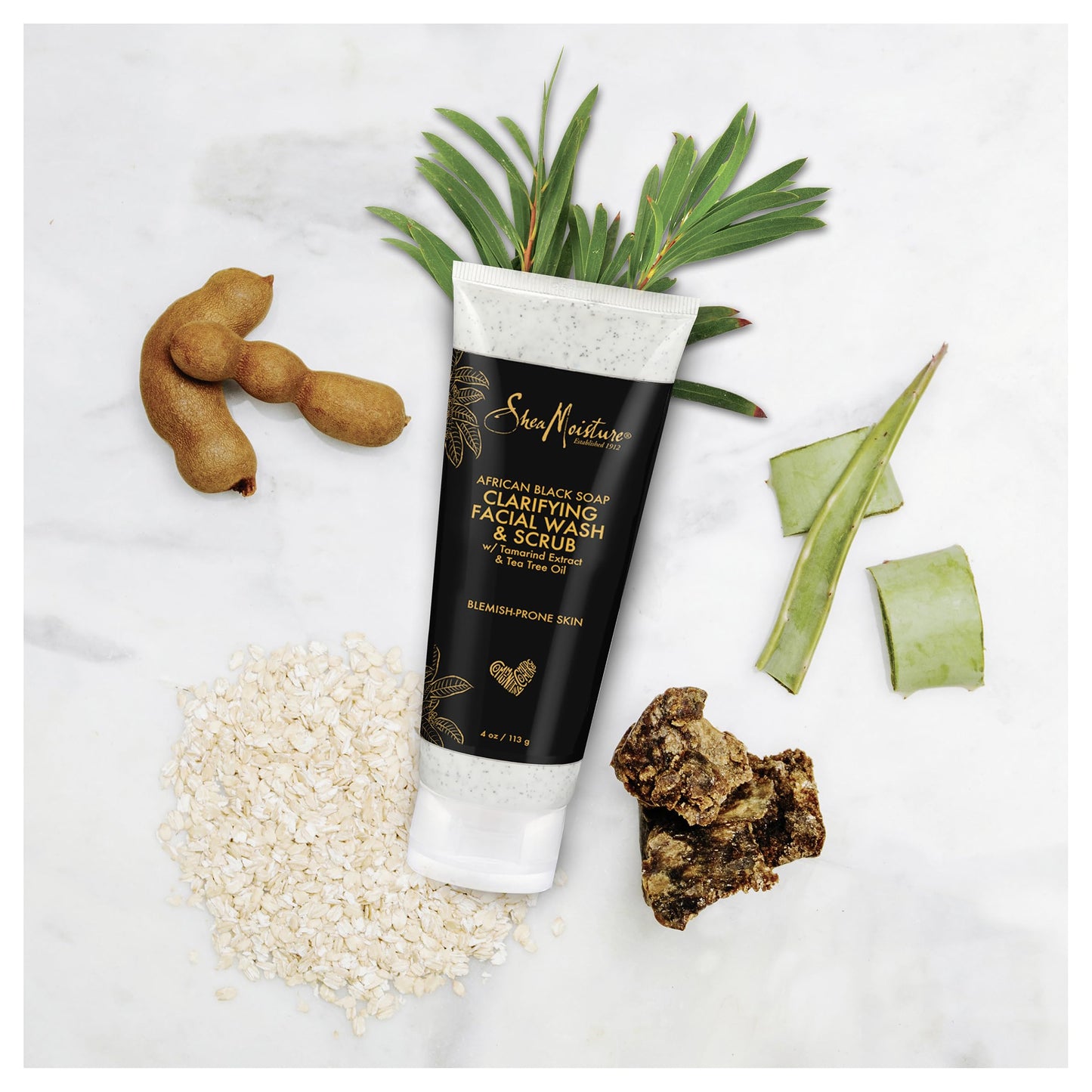 SheaMoisture Facial Wash and Scrub African Black Soap for Blemish Prone Skin to Clarify Skin 4 oz Beauty & Personal Care Shea Moisture