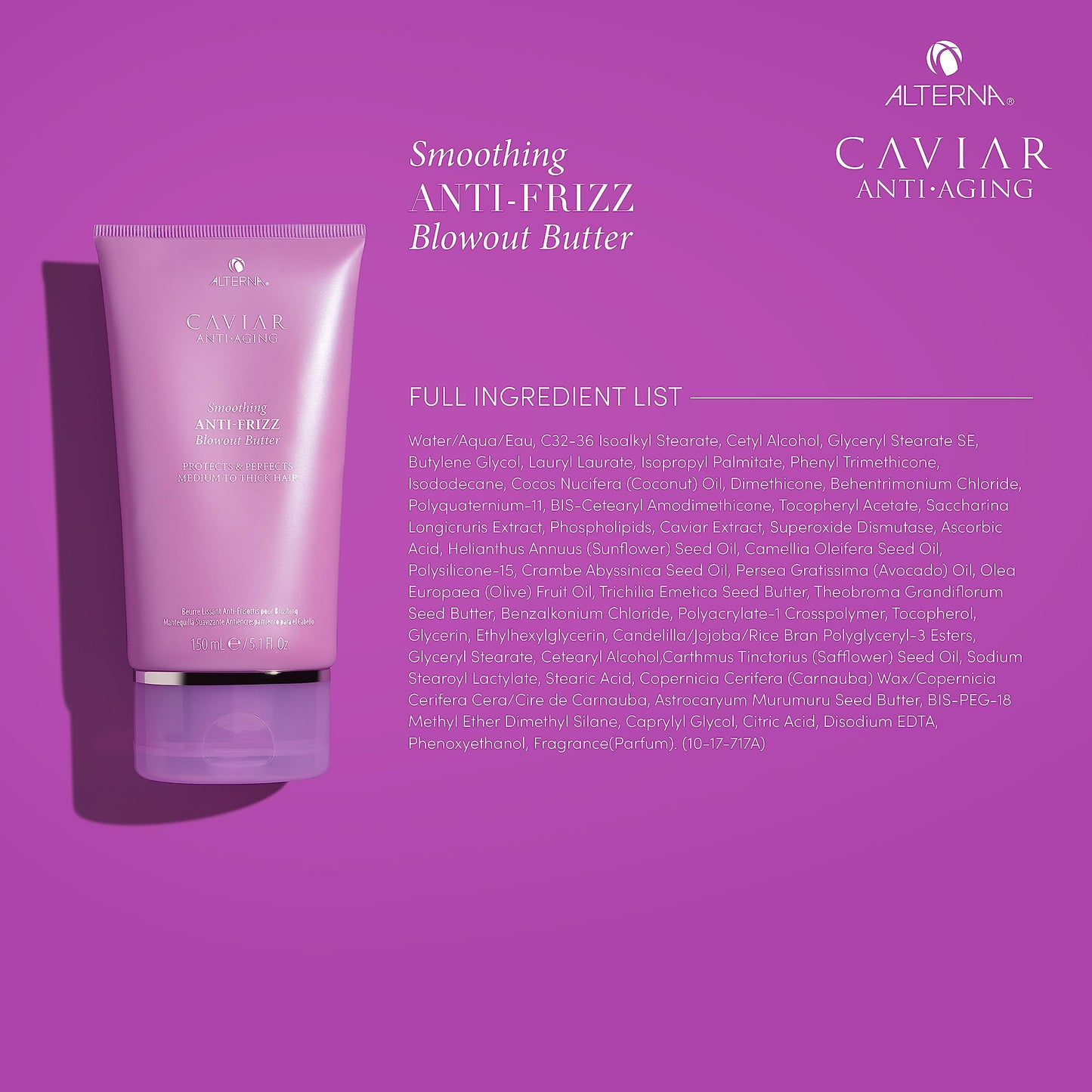 Alterna Caviar Anti-Aging Smoothing Anti-Frizz Blowout Butter, | Protects Hair from Heat Styling and Humidity | Sulfate Free , 5.07 Fl Oz (Pack of 1) Beauty & Personal Care Alterna