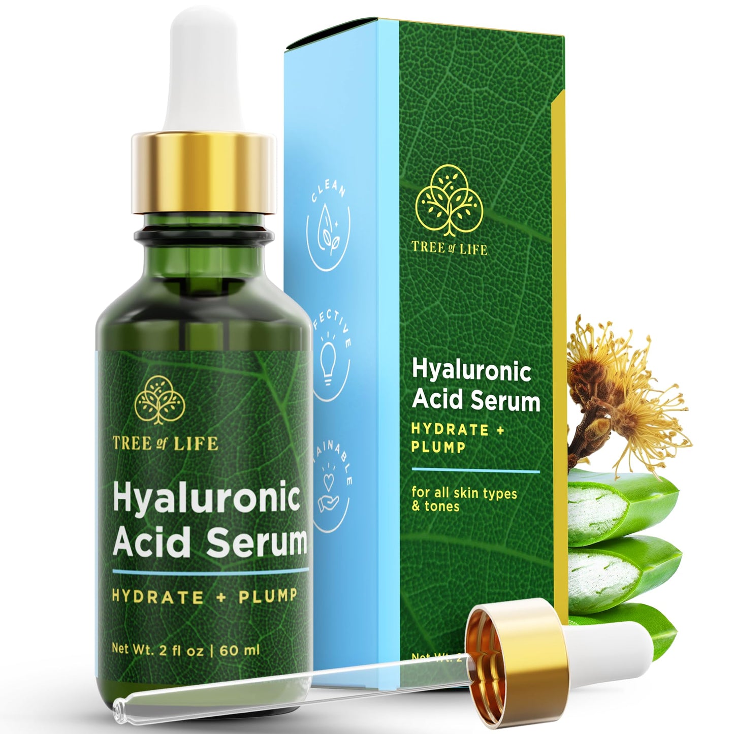 Tree of Life Hyaluronic Acid Serum For Face - Deep Hydration for Dry, Dehydrated, & Sensitive Skin - Dermatologist Tested - Moisturizing Treatment Beauty & Personal Care Tree of Life