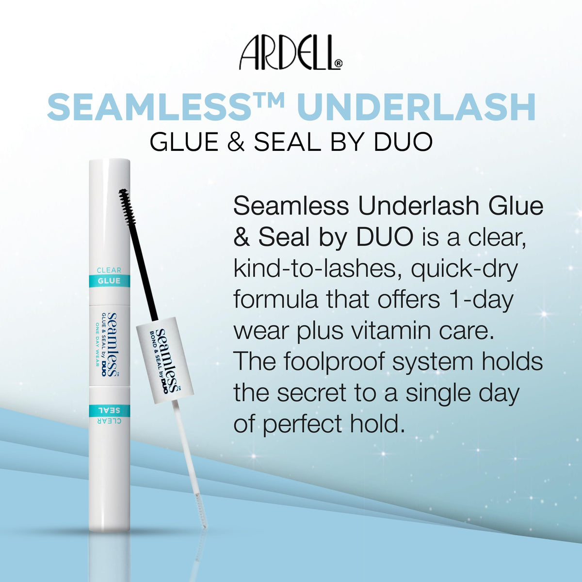 Ardell Seamless Under Lash Cluster Glue & Seal - Clear, Eyelash Glue for Clusters, Long Lasting Hold Eyelash Adhesive with Vitamins A, C, E, 4.2 g, 1