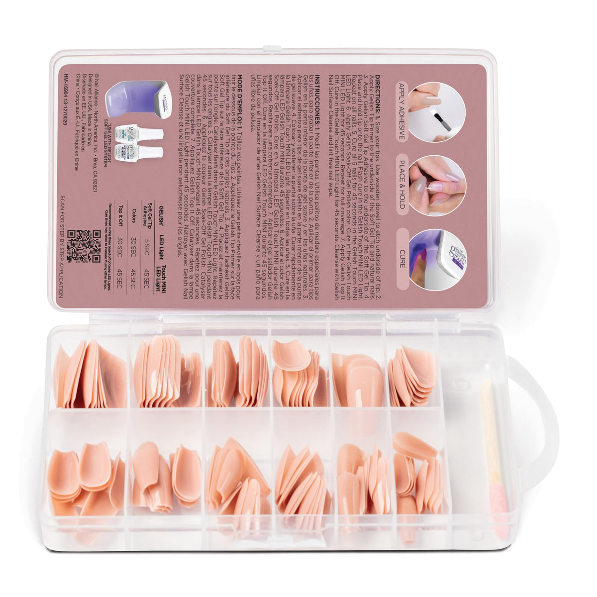 Gelish Nude Soft Gel™ Tips Press on Nails Extension - Pink Nude Medium Coffin, 120 Count