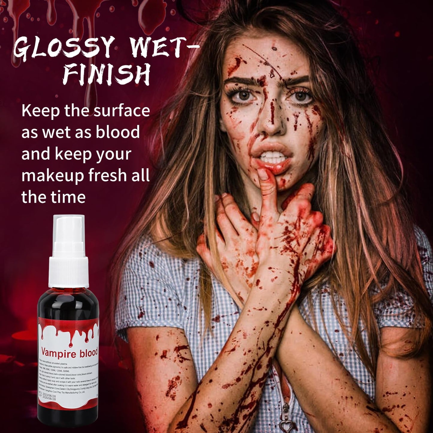 2 PACK Blood Splatter Fake Blood Washable,Halloween Fake Blood Spray Eye Blood Drops Body Paint,Fake Blood for Clothes and Zombie Monster Vampire Beauty & Personal Care Js2U ZW