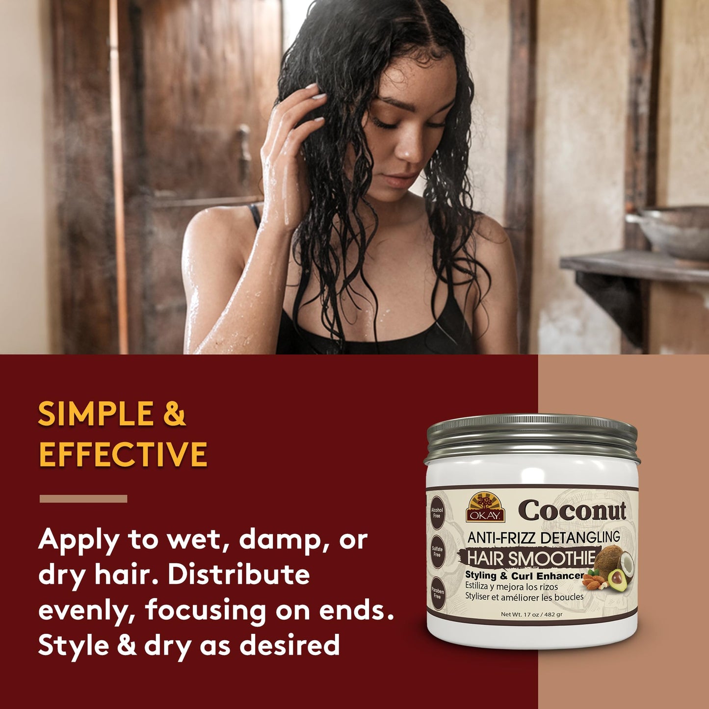 Okay coconut anti frizz detangling hair smoothie 17 ounce, White, 17 Ounce Beauty & Personal Care OKAY
