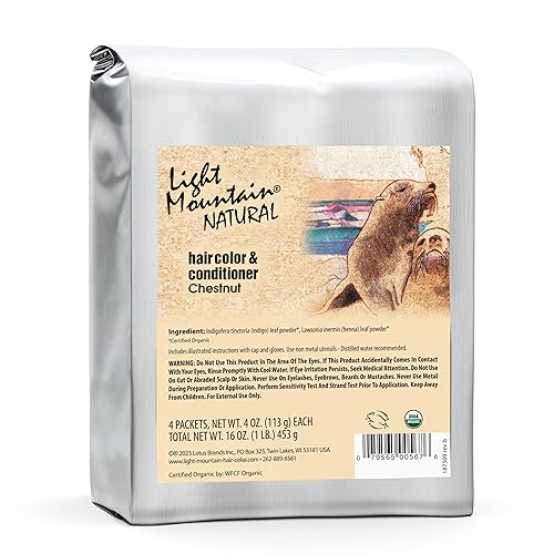 Light Mountain Henna Hair Color & Conditioner, Chestnut, Organic Henna Leaf Powder, Chemical-Free Semi-Permanent Hair Dye for Men & Women, 16 Oz Beauty & Personal Care LIGHT MOUNTAIN