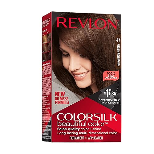 Revlon Colorsilk Beautiful Color Permanent Hair Color, Long-Lasting High-Definition Color, Shine & Silky Softness with 100% Gray Coverage, Ammonia Beauty & Personal Care REVLON