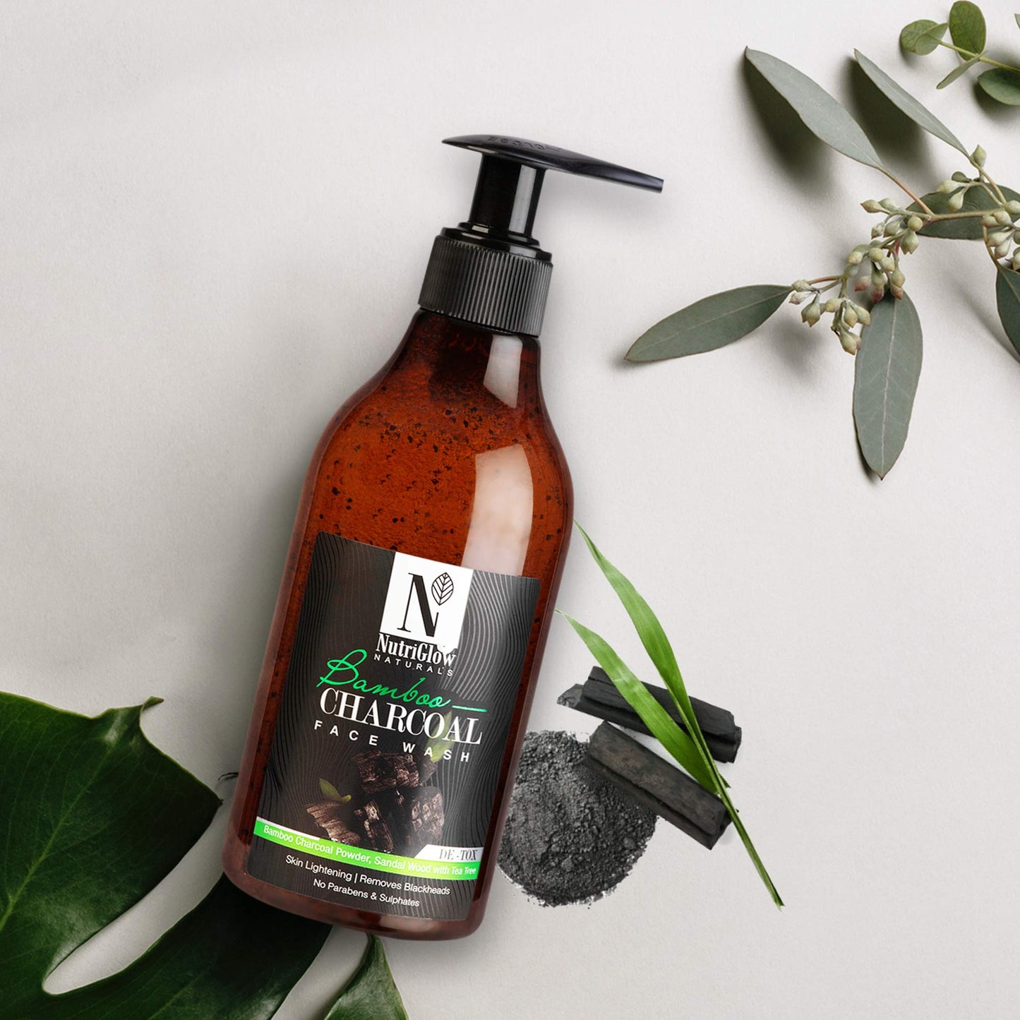 NUTRIGLOW NATURAL'S Bamboo & Charcoal Acne Face Wash With Rasberry Seed Oil, Jojoba Ester, Sandalwood & Aloe vera, Smoothen & Detox, Skin Lightening Beauty & Personal Care NUTRIGLOW