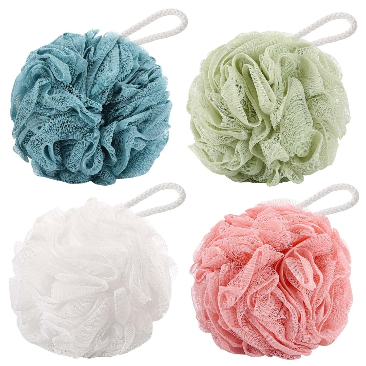 BTYMS 4 Pcs Loofah Sponge 60g/pc Mesh Pouf Bathing Sponges Bath Scrunchies Shower Puff Beauty & Personal Care BTYMS