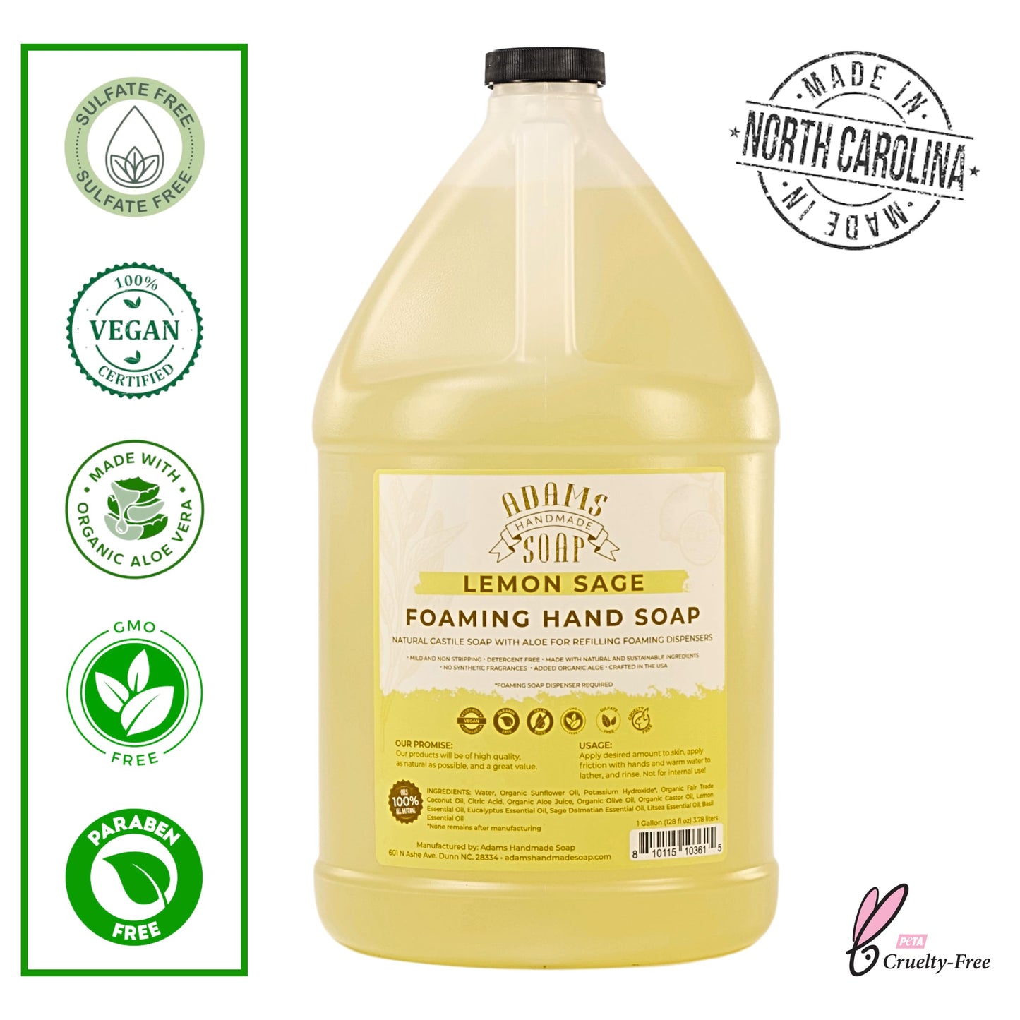 Adams Handmade Soap Liquid Foaming Soap 1 Gal - Lemon Sage Beauty & Personal Care Adams Handmade Soap