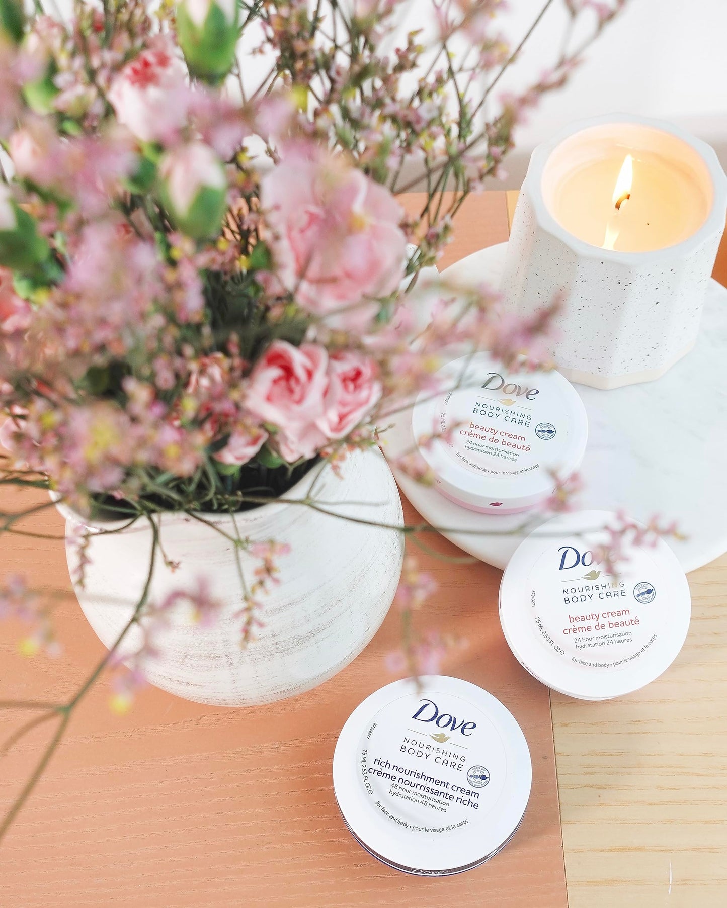 Dove Nourishing Body Care, Face, Hand, and Body Beauty Cream for Normal to Dry Skin Lotion for Women with 24-Hour Moisturization, 4-Pack, 2.53 Oz Each Beauty & Personal Care Dove