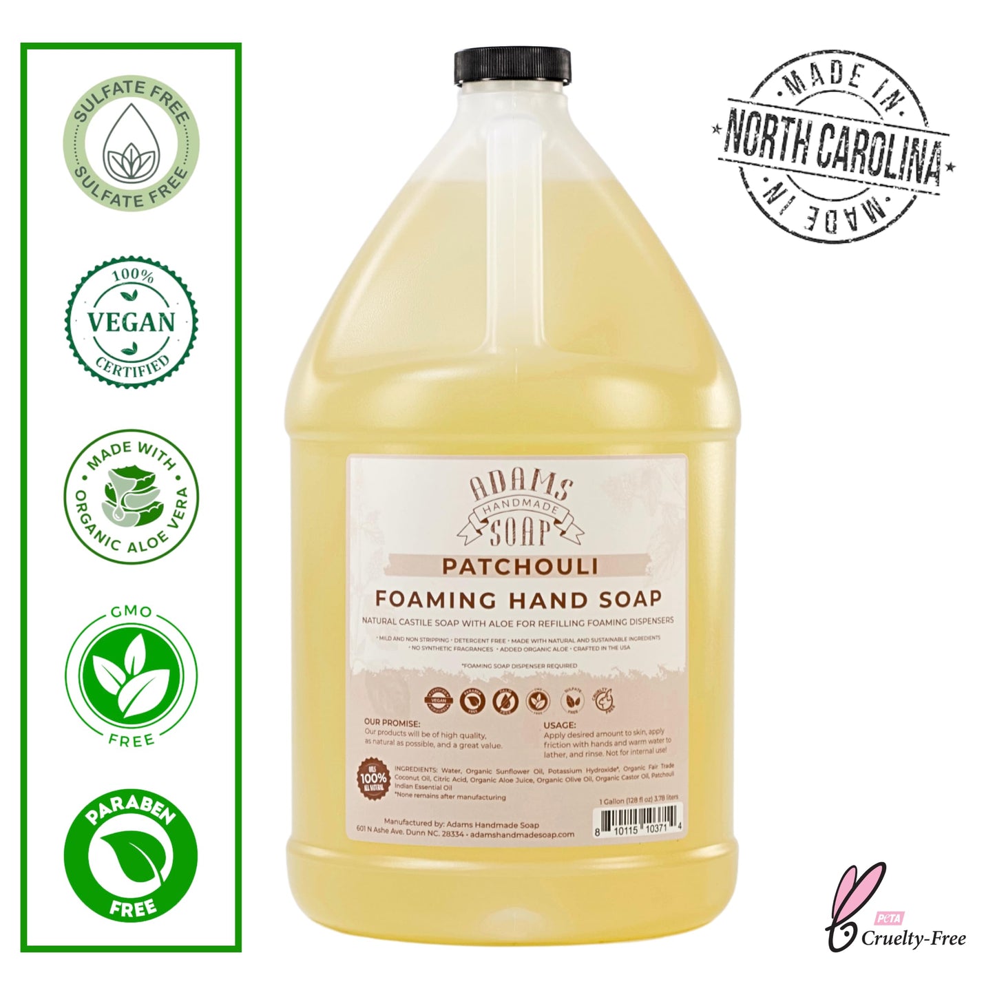 Adams Handmade Soap Liquid Foaming Soap 1 Gal - Patchouli Beauty & Personal Care Adams Handmade Soap