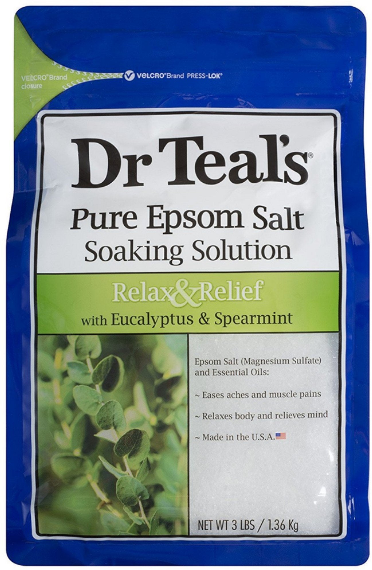 Dr Teal's Epsom Salt Bath Soaking Solution, Eucalyptus and Lavender, 2 Count, 3lb Bags - 6lbs Total Beauty and Personal Care Dr Teal's
