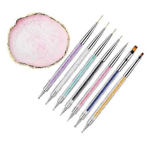 Mcduyant 8 Pieces Designs Brushes for Nail Art Resin Palette Gel Design Nail Art Dotting Tools Nail Gel Painting Brush Mixing Palette Nail Art Beauty & Personal Care Mcduyant