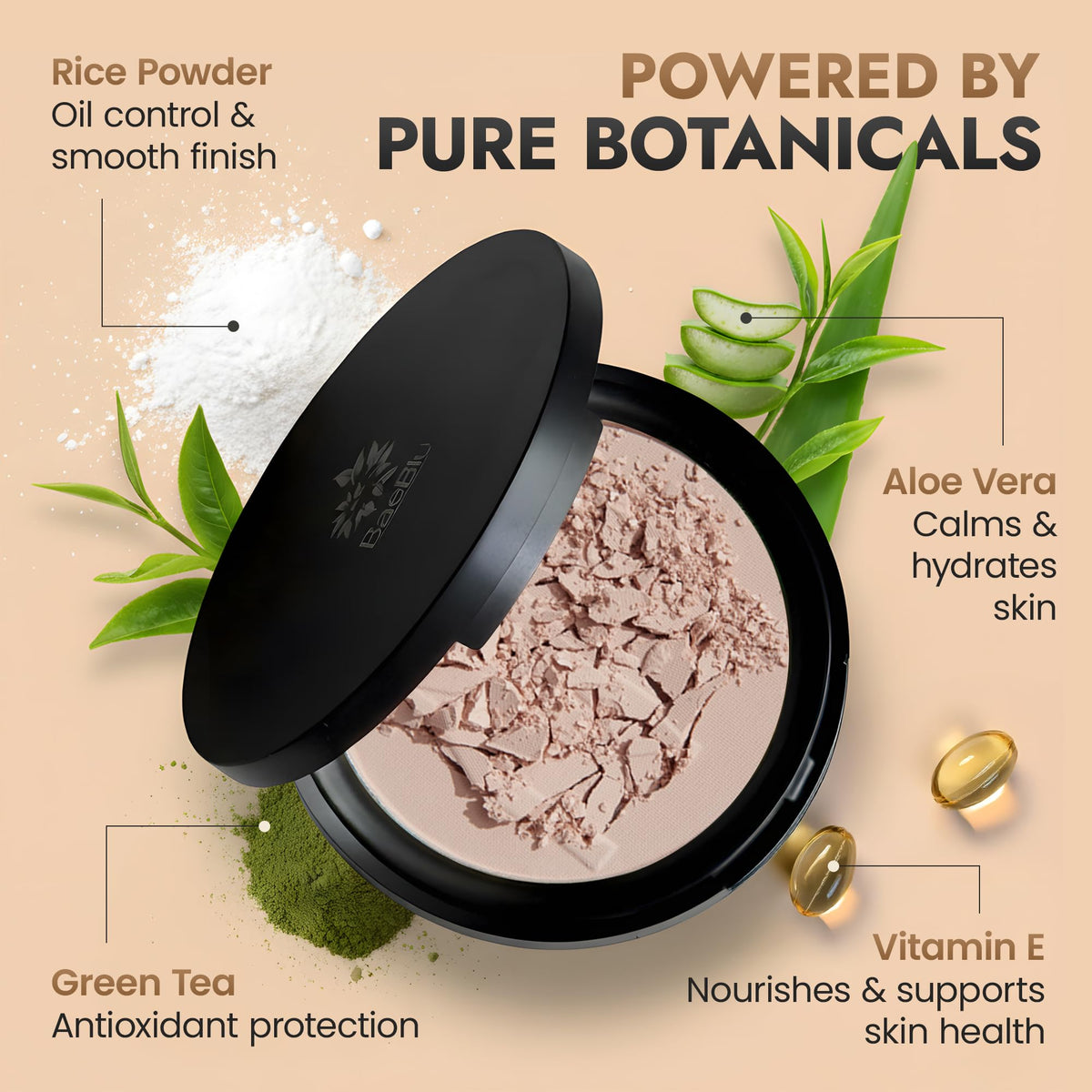 Organic Pressed Setting Powder - Talc-Free & Non-Toxic Translucent Powder with Matte Finish - Oil Absorbing, Pore Minimizing, 16 Hour Wear for All Beauty & Personal Care BaeBlu