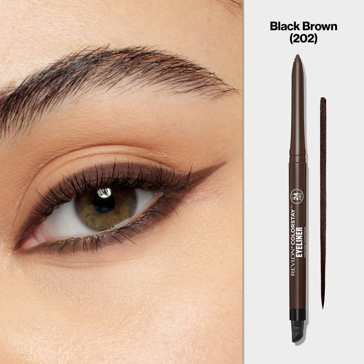 Revlon ColorStay Pencil Waterproof Eyeliner, Smudge-Proof, Eye Makeup with Built-In Sharpener, Stocking Stuffer for Women, 202 Black Brown, 0.01 oz Beauty & Personal Care REVLON