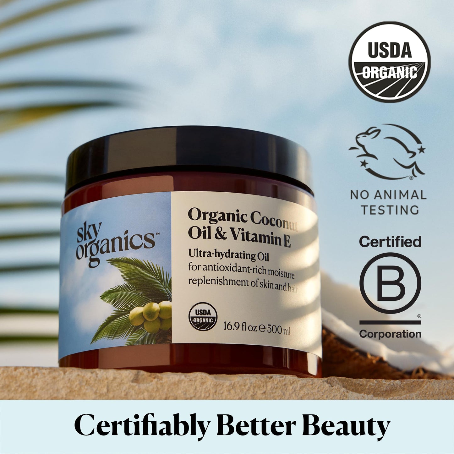 Sky Organics - Organic Coconut Oil & Vitamin E, 16.9 fl oz - Skin & Hair Ultra-Hydrating Oil - Fatty Acids & Antioxidants Beauty & Personal Care Sky Organics