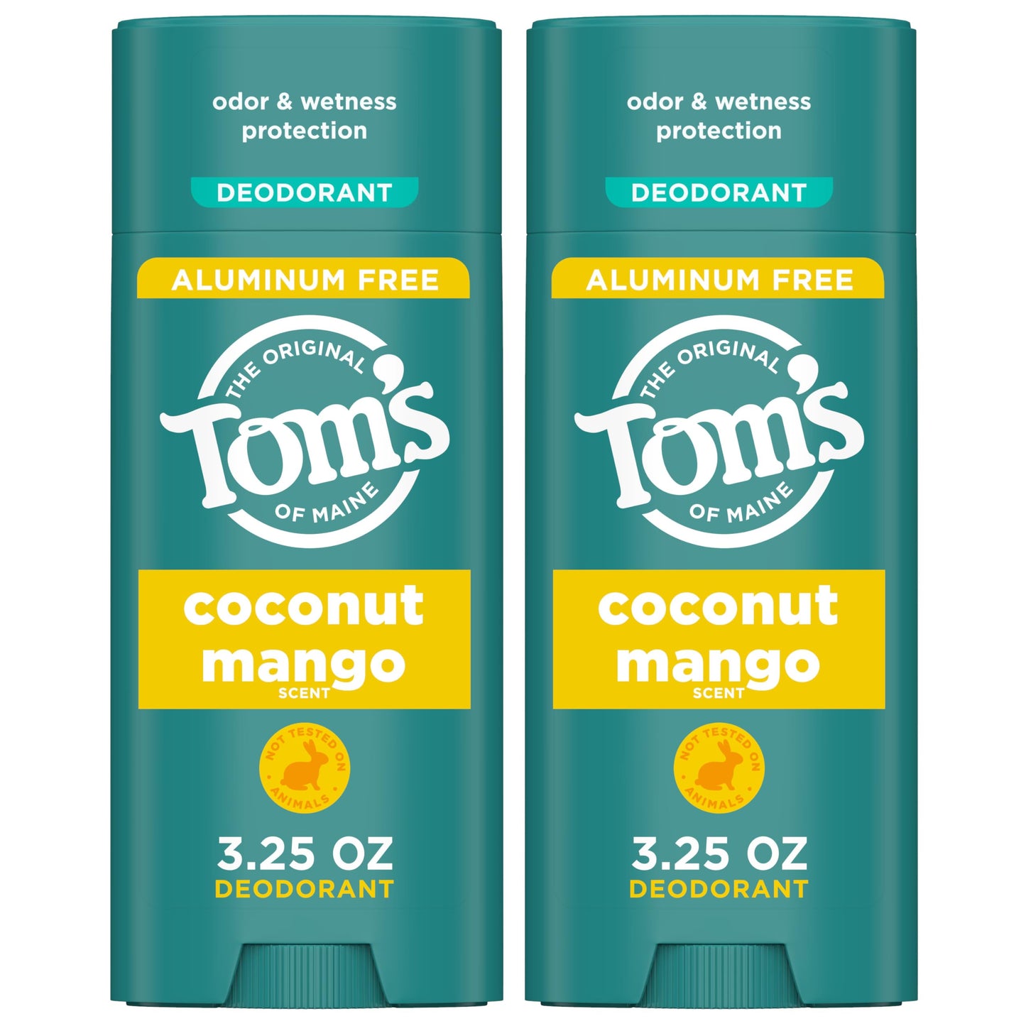 Tom’s of Maine Coconut Mango Aluminum Free Natural Deodorant For Women & Men - Goes on Clear - Odor & Wetness Protection - Naturally Derived Beauty and Personal Care Tom's of Maine
