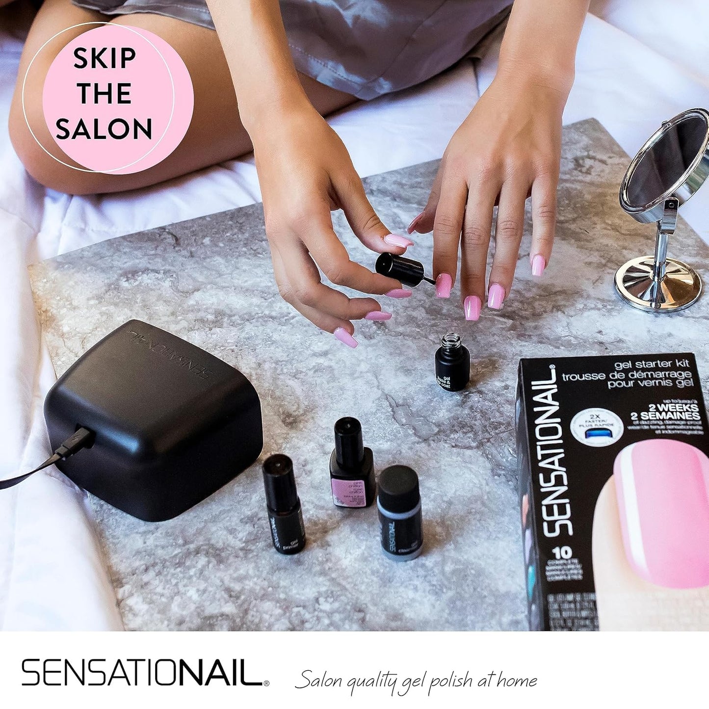 Sensationail Gel/UV Base and Top Coat Nail Polish Kit, Starter Set Refill, Long-Lasting Salon Grade Manicure, Beginner Nail Essentials, Lasts Up To 2 Beauty & Personal Care Sensationail