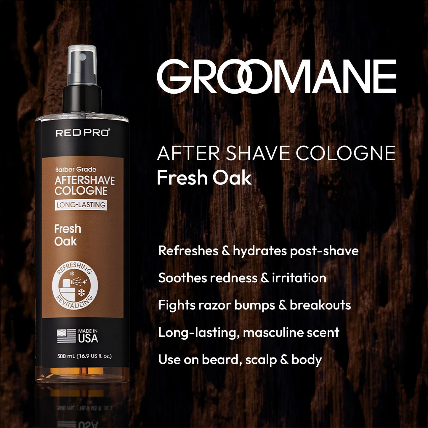 RED Pro GROOMANE Cooling Aftershave Cologne for Men, Barber-Grade Post-Shave Splash, Long-Lasting Scent, Soothes with Aloe, Fast-Drying, Tone Skin Beauty and Personal Care RED Pro