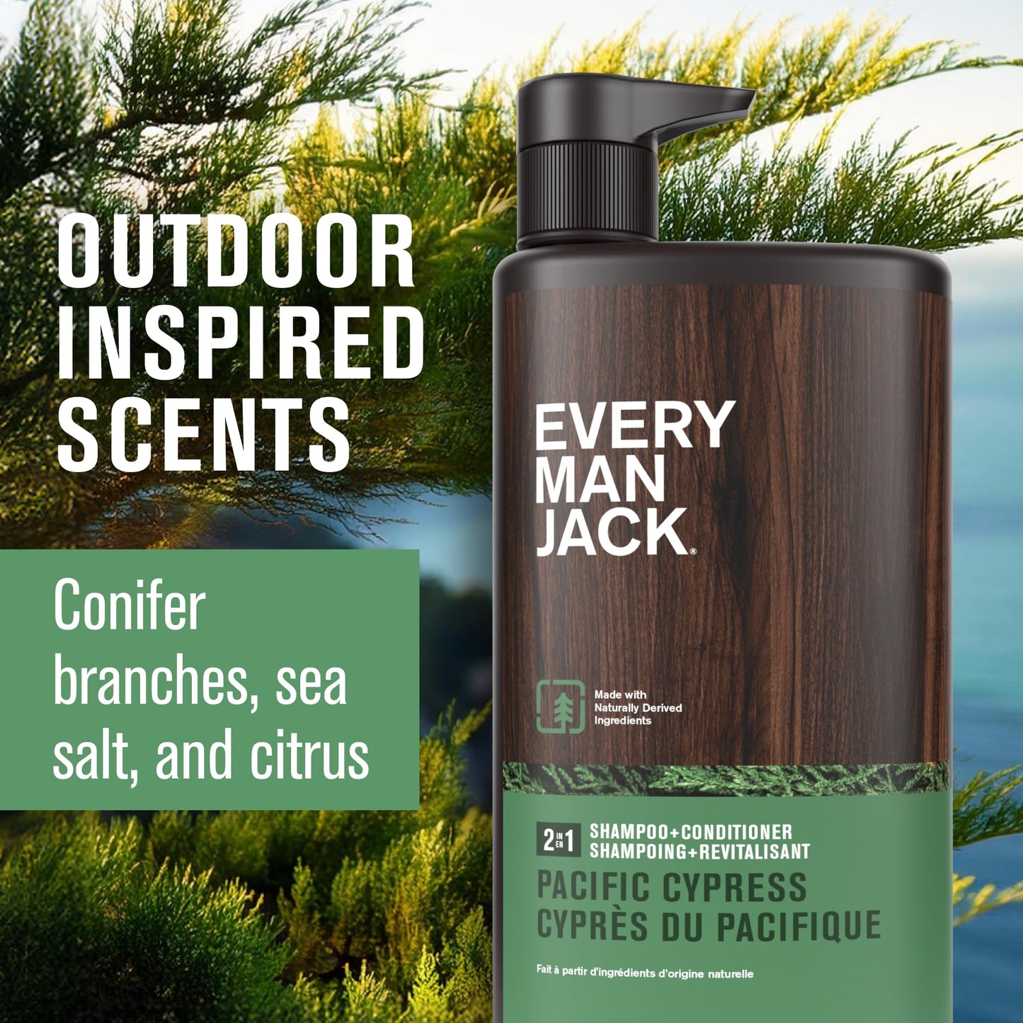Every Man Jack 2-in-1 Daily Shampoo + Conditioner - Pacific Cypress | Nourishing For All Hair Types, Naturally Derived, Cruelty-Free Shampoo Beauty & Personal Care Every Man Jack