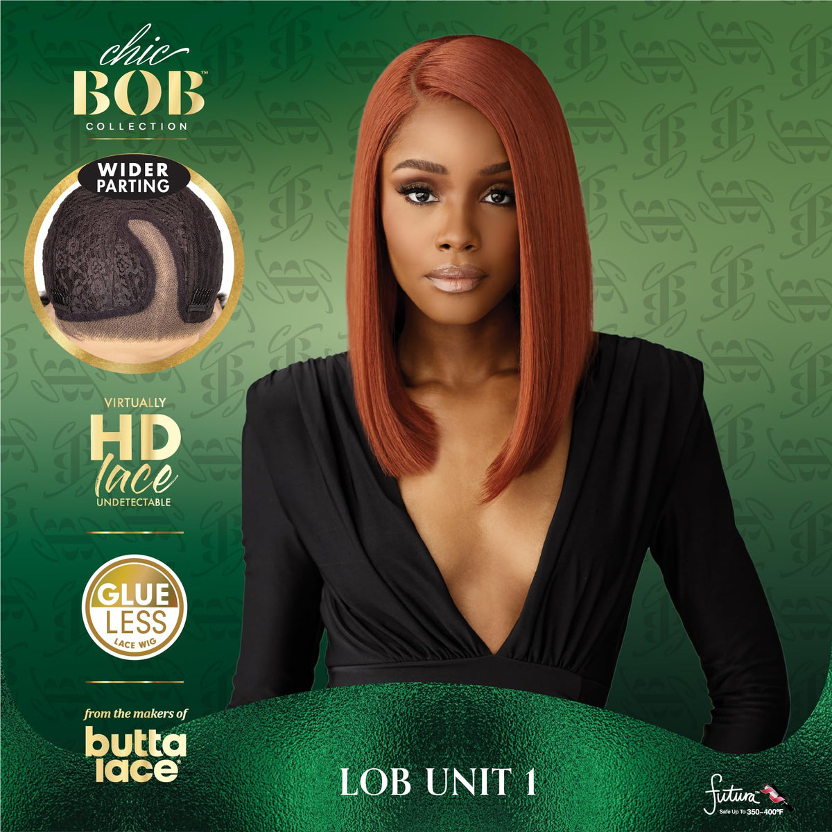 Sensationnel Chicbob Lace Frontwig-Lob Unit 1, 1 JETBLACK