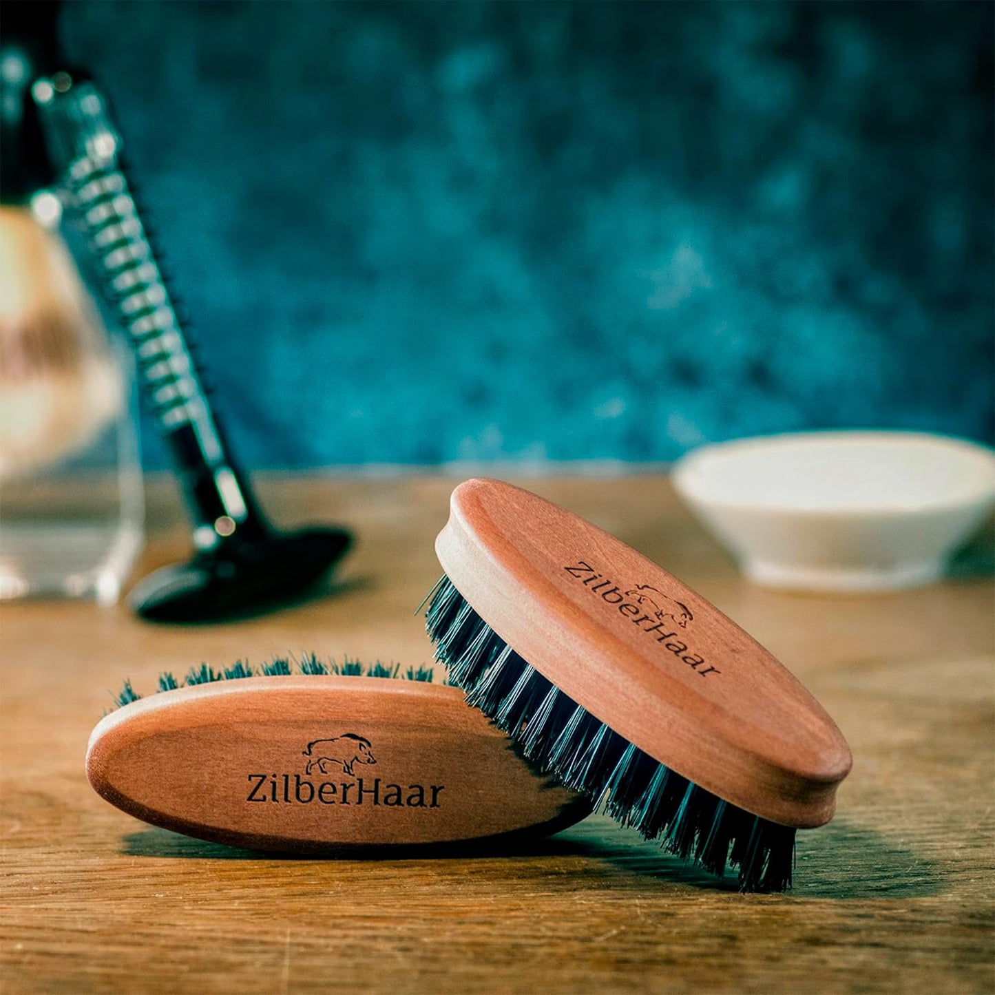 ZilberHaar - Pocket Mustache and Beard Brush - Soft Boar Bristles and Pearwood - Perfect Grooming Tool for Men - Relieves Itch, Works with all Beard Beauty & Personal Care ZilberHaar
