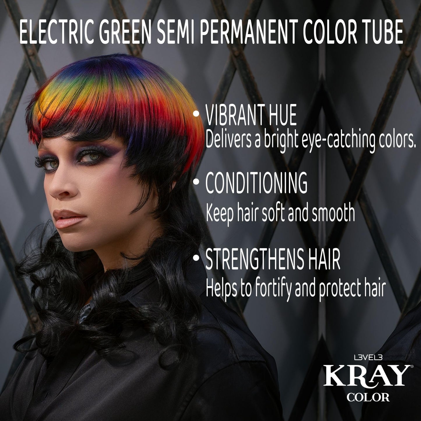L3 - Level 3 Electric Semi Permanent Hair Color - Vibrant Long Lasting Shine - Argan Oil Protection - 100 ml - Electric Green Beauty & Personal Care L3