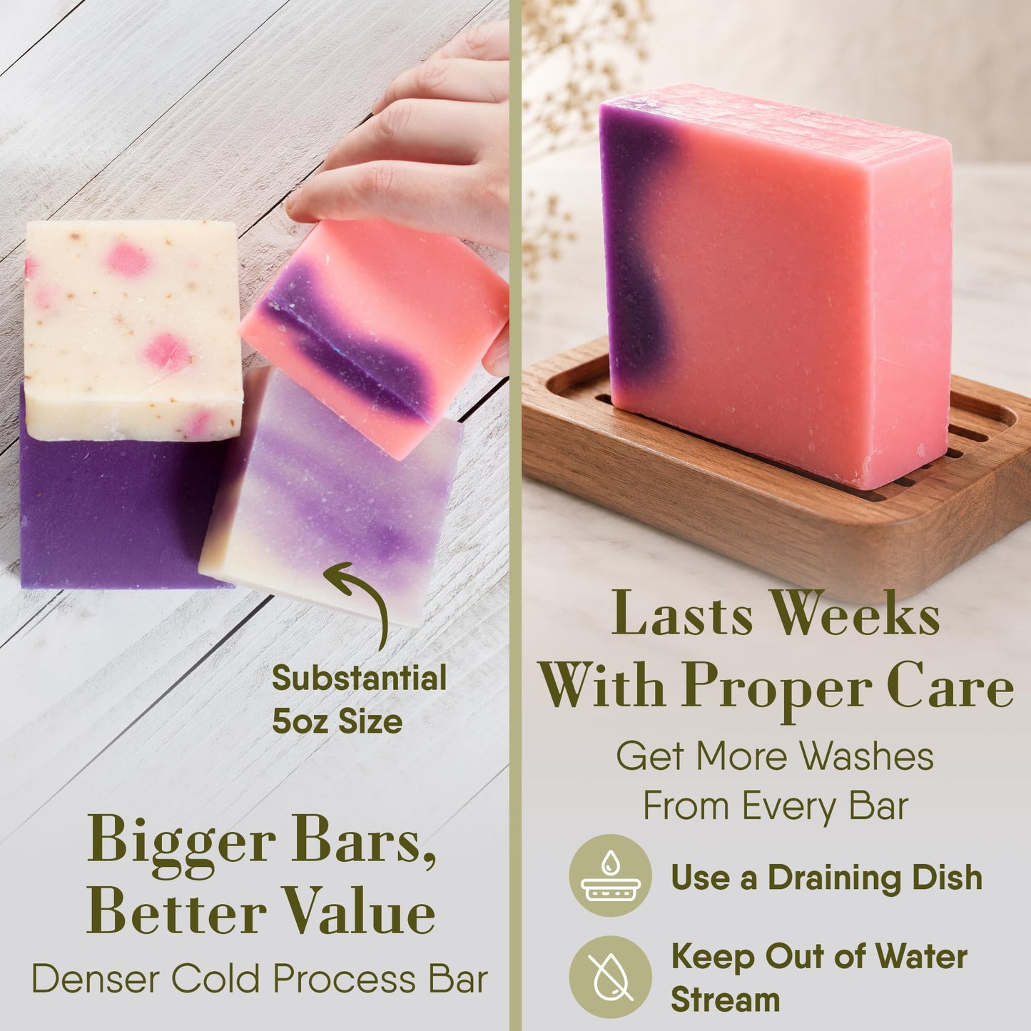 360 Feel - Floral Bar Soap Set - Made in the USA - Castile Handmade All Natural Cold Processed - Infused with Lavender, Lilac , Hydrangea & Petal Beauty & Personal Care 360Feel