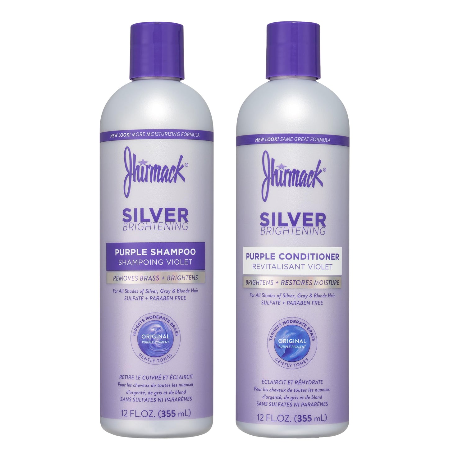 Jhirmack Silver Brightening Purple Shampoo and Conditioner Set for all types of silver, grey, and blonde hair Beauty & Personal Care jhirmack