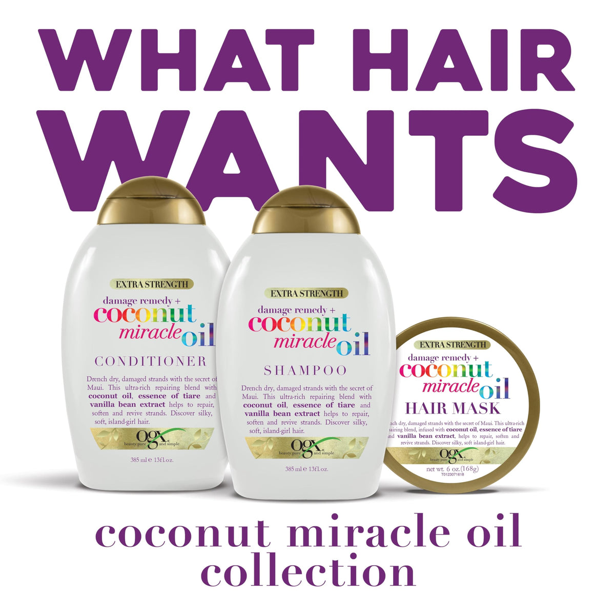 OGX Extra Strength Damage Remedy + Coconut Miracle Oil Conditioner for Dry, Frizzy or Coarse Hair, Hydrating & Flyaway Taming Conditioner Beauty & Personal Care OGX