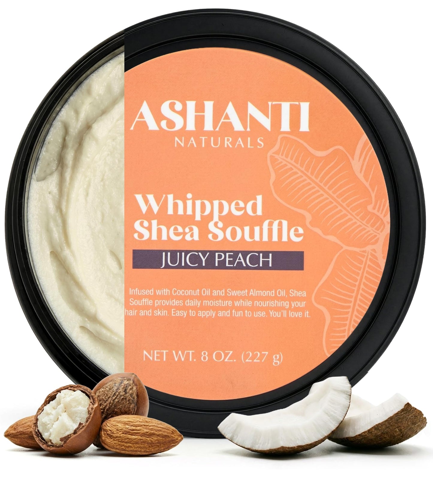 Ashanti Naturals Scented Whipped Shea Butter for Skin | African Body Butter for Women w/Coconut, Almond Oil (Juicy Peach Souffle, 8 oz) Beauty & Personal Care Ashanti Naturals