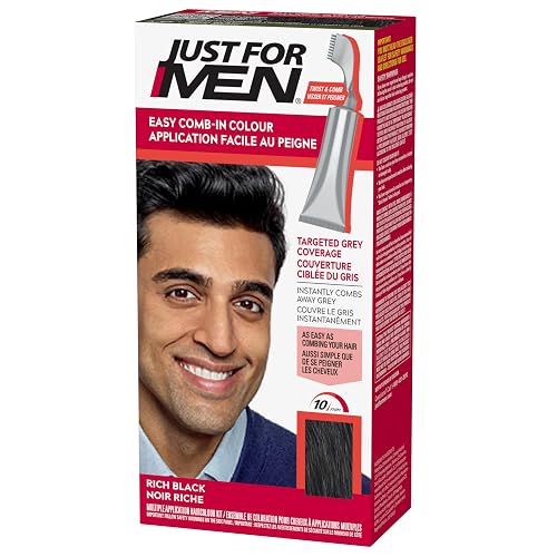 Just For Men Easy Comb-In Color Mens Hair Dye, Easy No Mix Application with Comb Applicator - Rich Black, A-65, Pack of 1 Beauty & Personal Care Just for Men
