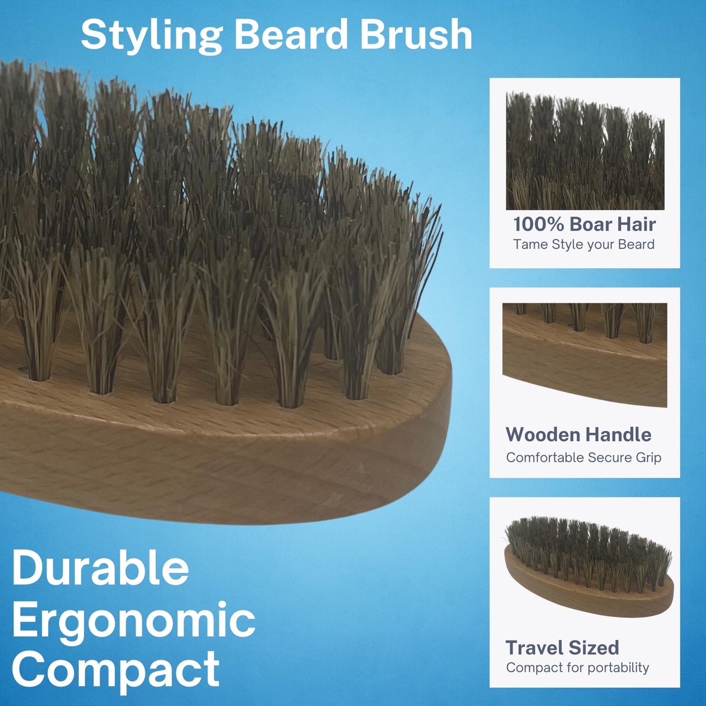 GENTS Premium Beard Grooming Kit for Men - Beard Oil, Beard Serum, 100% Boar Bristle Beard Brush, Wooden Dual-Sided Beard Comb & Folding Pocket Beard Beauty and Personal Care G.B.S