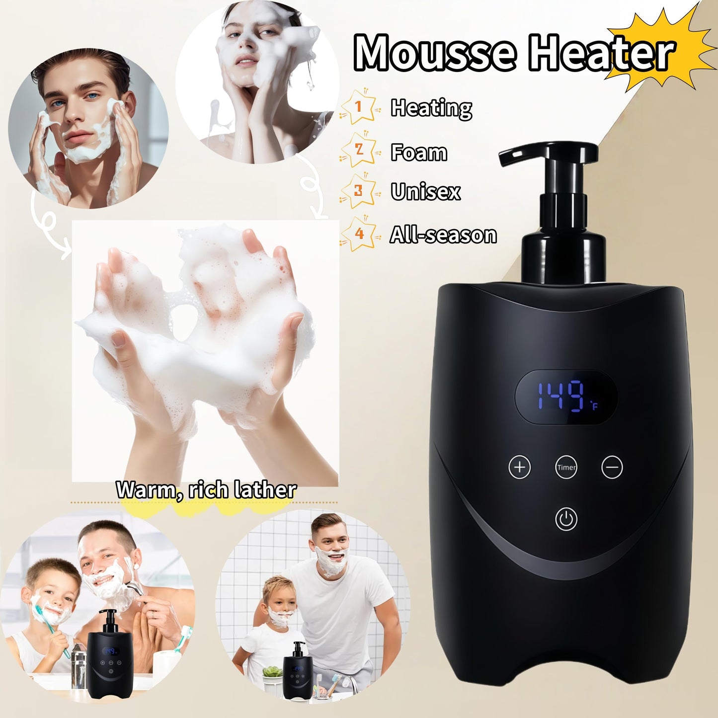 Hot Lather Machine for Shaving Professional Lather Maker for Men Face Shaving Large Capacity Shaving Foam Warmer for Home Salon Barber Shop, Beauty and Personal Care JOJOCOSMO