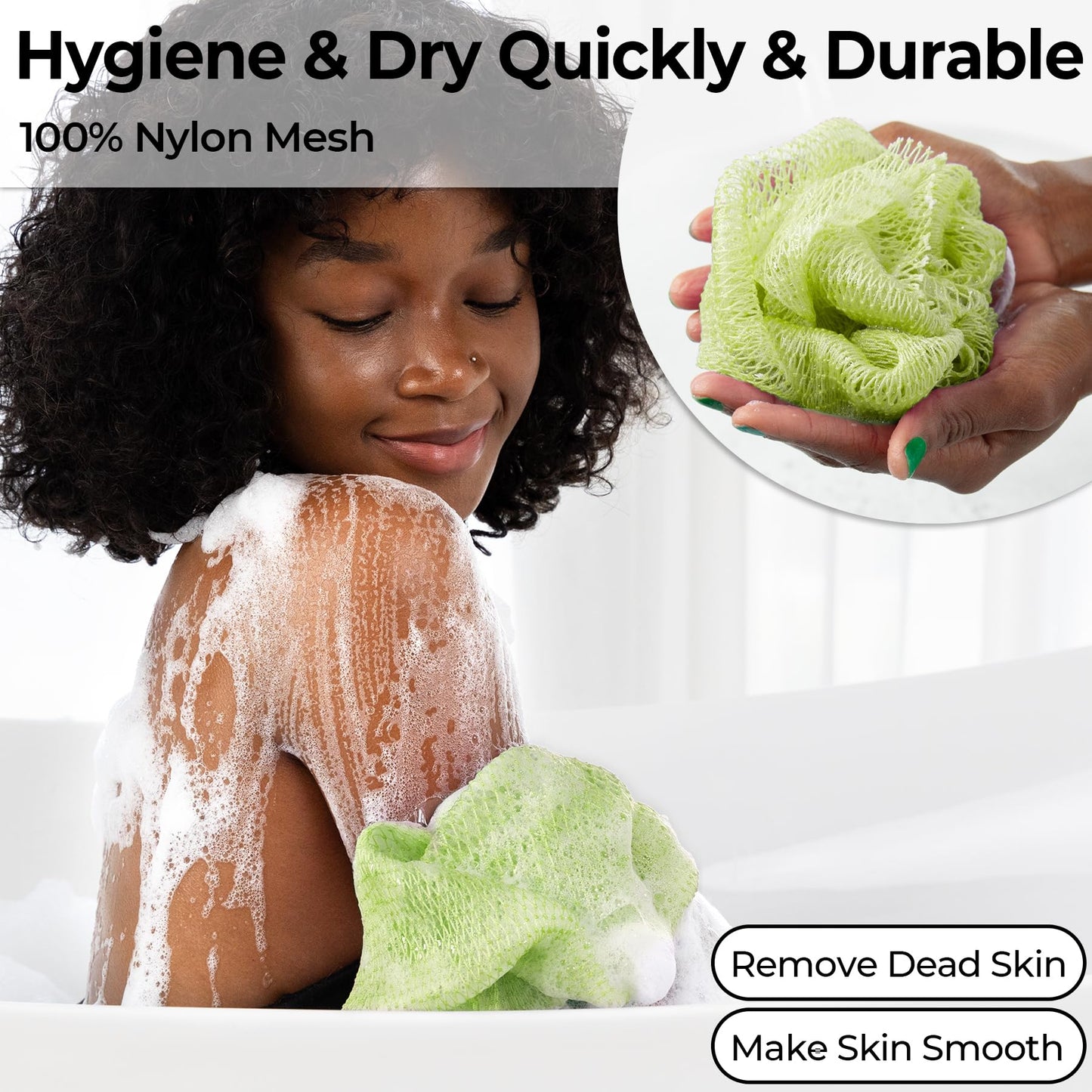 African Net Sponge Authentic - Afro Scrub Exfoliating Net Sponge with Knots - African Bath Sponges for Body Scrubber Exfoliator - Back Scrubber Beauty and Personal Care MINISENTIALS