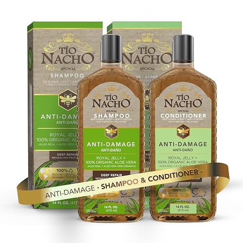 Tio Nacho Anti-Damage Shampoo & Conditioner Set with Aloe Vera & Royal Jelly, Deep Repair for Dry, Damaged Hair, Split Ends & Breakage Beauty & Personal Care Tio Nacho