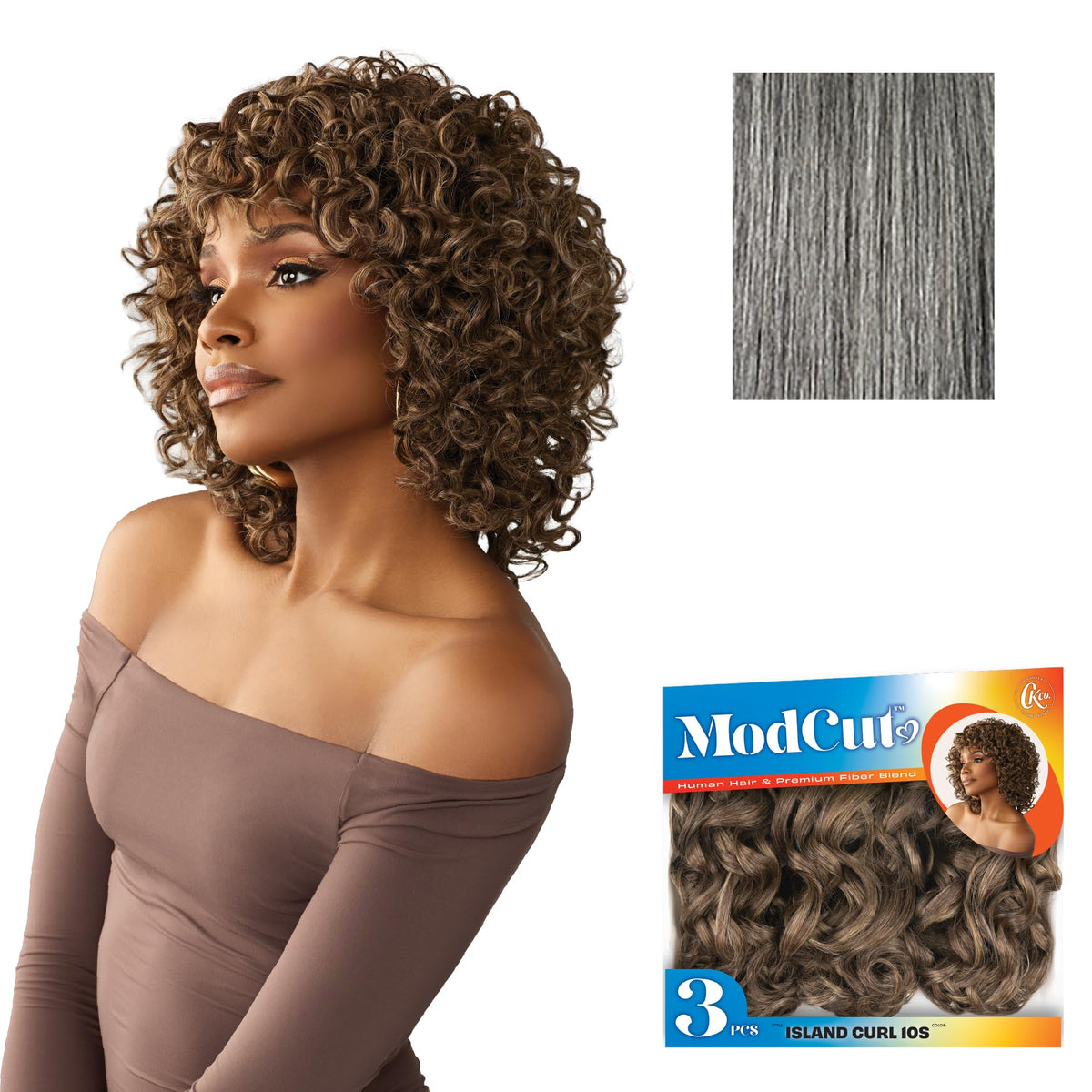 Sensationnel Curls Kinksandco ModCut 3pcs Bundles -Island Curl 10S,M51