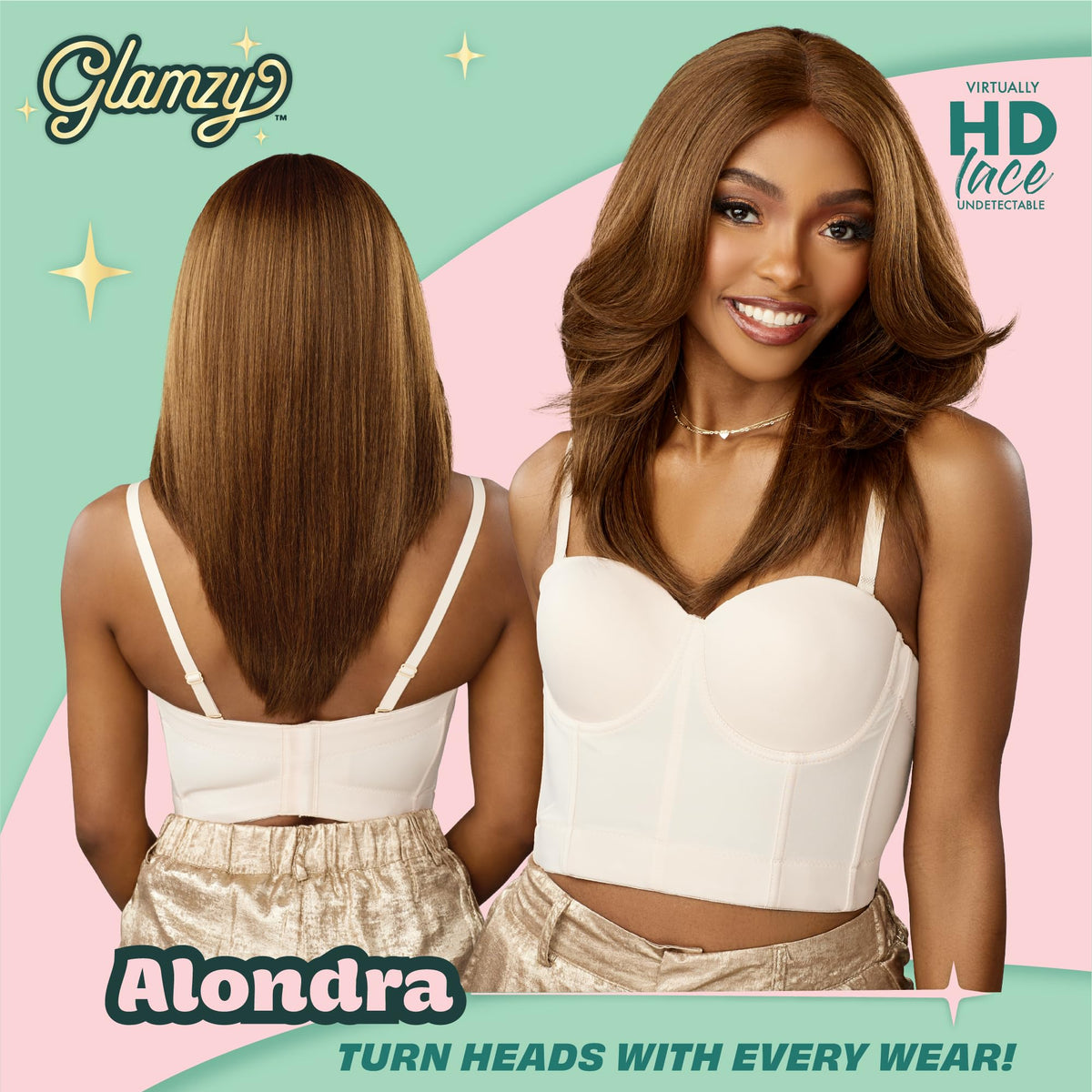Sensationnel Glamzy Lace Part Wig-Alondra, MP/CARAMEL