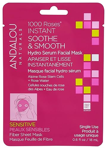 Andalou Naturals 1000 Roses Instant Soothe & Smooth Sheet Mask, 0.6 FZ Beauty & Personal Care Andalou Naturals