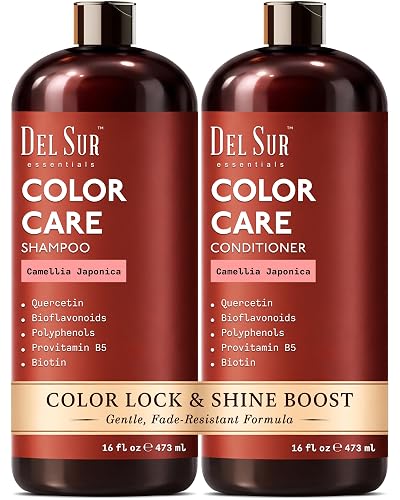 DEL SUR Color Safe Shampoo and Conditioner Set for Color Treated Hair | Camellia Japonica, Quercetin & Biotin | Anti-Frizz & Hydrating | 16 fl oz Each Beauty & Personal Care DEL SUR
